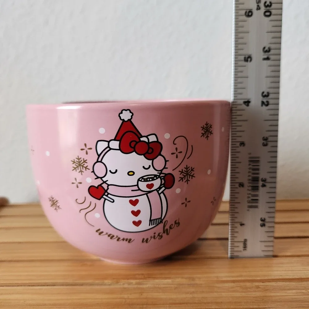 Sanrio‎ 2024 Hello Kitty Christmas Pink Snow Ramen Noodle Large Bowl Warm Wishes